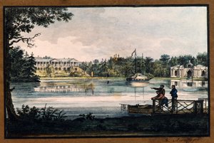 ""Galería Cameron en el Palacio de Catalina en Tsarskoye Selo"" de Valerian Platonovich Langer (1799-1870), litografía, acuarela, ca 1820, Museo Estatal al Aire Libre Tsarskoye Selo, San Petersburgo