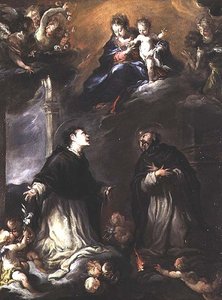 La Virgen y el Niño apareciendo a dos santos dominicos