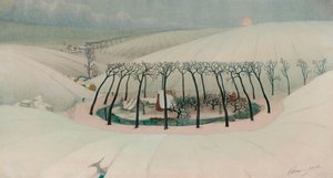 Una granja en un valle, c.1916 (óleo sobre lienzo) de Valerius de Saedeleer