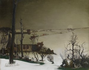 Paisaje invernal por la mañana (óleo sobre tabla) de Valerius de Saedeleer