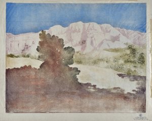 Vista de la Victoria de la Montaña Sagrada (óleo sobre lienzo) de Valère Bernard
