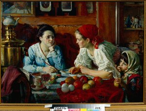Una carta a Petersburgo (Rusia) - Pintura de Vasili Andreyevich Golynsky (1854-1904), óleo sobre lienzo (68x93,5 cm)