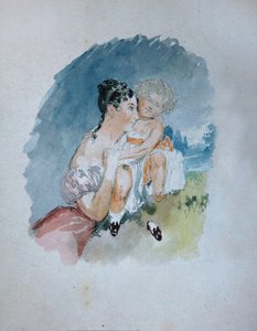 Retrato de la condesa Stefania zu Sayn-Wittgenstein, née Radziwill 1809-1832 con su hija María de Vasili Semenovich Sadovnikov