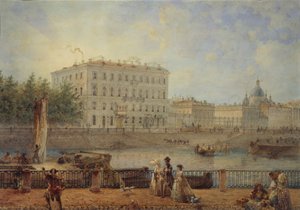 San Petersburgo. Vista del río Fontanka y la Casa Derzhavin, 1861