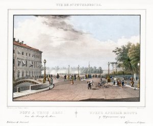 El Puente de Tres Arcos en San Petersburgo de Vasili Semenovich Sadovnikov