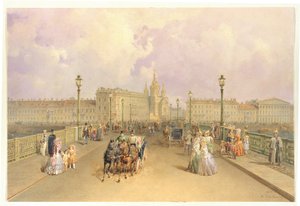 Vista del Puente Blagoveshchensky en San Petersburgo de Vasili Semenovich Sadovnikov