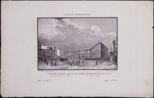 Vistas de San Petersburgo. El edificio del Estado Mayor en el malecón del río Moika, 1833 de Vasili Semenovich Sadovnikov