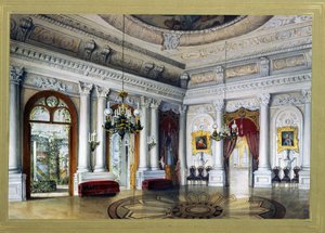 Vista de la Sala Antonio Vighi en el Palacio Yusupov (Youssoupov, Youssoupoff) en San Petersburgo, también llamado Palacio Moika (La sala Antonio Vigi en el Palacio Yusupov en San Petersburgo). Obra de Vasily Semyonovich Sadovnikov (1800-1879). ac