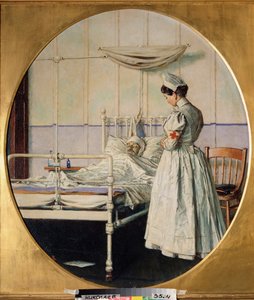 The Letter Remains Incomplete (The Letter Remains Incomplete) - Una enfermera estadounidense parada cerca de la cama de un soldado muerto en el hospital, medita frente al cuerpo - episodio de la Guerra Hispanoamericana de Vasili Vasilievich Vereshchagin