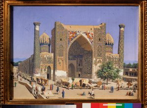 La madraza de Sherdar en la plaza de Registan en Samarcanda (La madraza de Sherdar en la plaza de Registan en Samarcanda) - Pintura de Vasili Vasilyevich Vereshchagin (Vassili Vereshchagin) (1842-1904), óleo sobre lienzo
