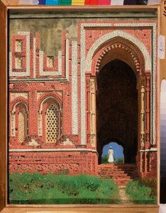 Qutb Minar, Una puerta circundante en la vieja Delhi (India) (Qutub Minar, Una puerta circundante en la vieja Delhi) - Pintura de Vasili Vasilyevich Vereshchagin (Vassili Vereshchagin) (1842-1904)