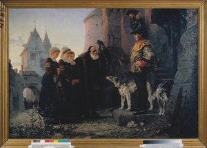 Le droit de la premiere nuit (droit de seigneur du seigneur) - El derecho de la primera noche - Pintura de Vasili Dmitrievich Polenov (1844-1927), óleo sobre lienzo