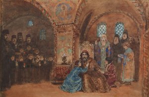 Diseño escénico para la ópera Boris Godunov de M. Musorgsky de Vasilij Dmitrievich Polenov