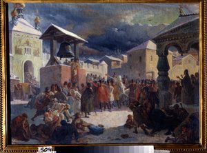 La veche en la república de Novgorod. Pintura de Vasili Grigorievich Khudyakov (1826-1871). Óleo sobre lienzo