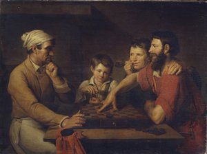 Un cocinero jugando a las damas con un cuidador, 1824