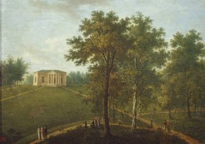 Templo de la Verdad. Vista en el parque de la finca Kurakin Nadezhdino, finales de la década de 1790