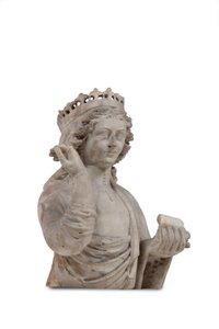Un busto de mármol tallado de una santa coronada de Venetian School