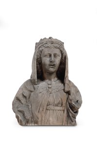 Un busto de mármol tallado de una santa femenina de Venetian School