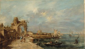 Caprice, con arco en ruinas y puerto marítimo de Venetian School