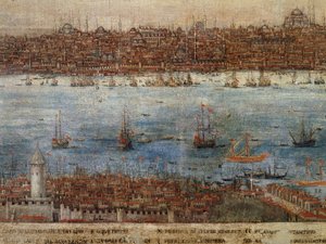 Constantinopla, pintura de artista veneciano desconocido, Turquía de Venetian School