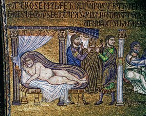Arquitectura bizantina: "La embriaguez de Noé" mosaico realizado por artistas venecianos del siglo XIII Basílica de San Marcos de Veneto Byzantine School