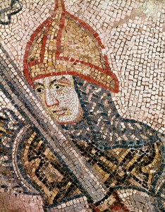 Cabeza de un soldado (detalle de mosaico)