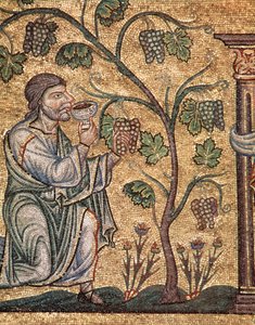 Vida de Noé, la embriaguez (detalle de mosaico)