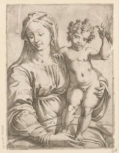 María con el Niño y un pájaro de Vespasiano Strada