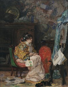 Una modelo en el estudio del artista de Vicente Palmaroli y Gónzalez