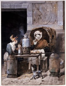 Cafetero en la calle - por Adam, circa 1850 de Victor Adam