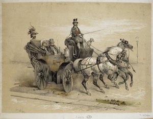 Calesa - Litografía por Adam, c.1840 de Victor Adam