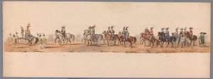 Procesión histórica en el segundo centenario de la Universidad de Ciencias Aplicadas de Utrecht, 1836 (lámina 8) Acercamiento de los ejércitos holandeses a Ostende, 3 de julio de 1600, el día después de la victoria en Nieuwpoort; según la representación di de Victor Adam