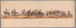Procesión histórica en el segundo centenario de la Universidad de Ciencias Aplicadas de Utrecht, 1836 (lámina 5) Acercamiento de los ejércitos holandeses a Ostende, 3 de julio de 1600, el día después de la victoria en Nieuwpoort; según la representación di