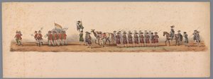 Procesión histórica en el segundo centenario de la Universidad de Ciencias Aplicadas de Utrecht, 1836 (lámina 3) Acercamiento de los ejércitos holandeses a Ostende, 3 de julio de 1600, el día después de la victoria en Nieuwpoort; según la representación di