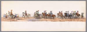 Procesión histórica en el segundo centenario de la Universidad de Ciencias Aplicadas de Utrecht, 1836 (lámina 8) Acercamiento de los ejércitos holandeses a Ostende, 3 de julio de 1600, el día después de la victoria en Nieuwpoort; según la representación di de Victor Adam