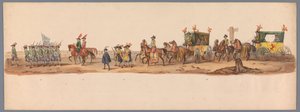 Procesión histórica en el segundo centenario de la Universidad de Ciencias Aplicadas de Utrecht, 1836 (lámina 6) Acercamiento de los ejércitos holandeses a Ostende, 3 de julio de 1600, el día después de la victoria en Nieuwpoort; según la representación di de Victor Adam