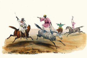La voltige, por beduinos. En “Álbum Grotesco, Selecciones de Tipos Notables”, ilustraciones de Victor Adam, París, circa 1850 de Victor Adam