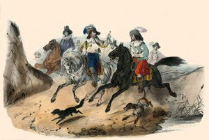 Le défi, entre 2 gentilhommes. en Album Grotesque, Choix de Types Remarkable, ilustraciones de Victor Adam, París, circa 1850 de Victor Adam