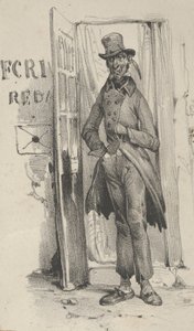 Hombre de pie en una puerta, mediados del siglo XIX