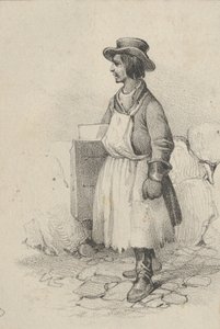 Hombre con delantal y sombrero, mediados del siglo XIX de Victor Adam