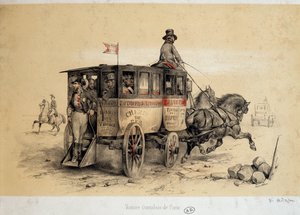 Coche ómnibus de París - Litografía de Adam, ca. 1840 de Victor Adam