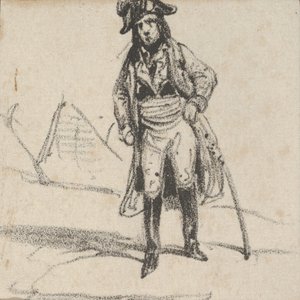 Soldado apoyado en su espada, mediados del siglo XIX de Victor Adam