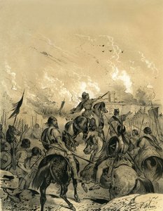 Los galos tomaron Roma tras la batalla de Allia en 390. Grabado de Victor Adam (1801-1866) en el libro "Francia en la Edad Media" publicado por los hermanos Ardant a mediados del siglo XIX. de Victor Adam