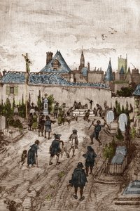 Convulsionario jansenista (o Saint Medard) (Trabajos de convulsiones) en el siglo XVIII: "los enfermos y enfermas van al cementerio de Saint-Medard (donde está la tumba del diácono François Paris) para ser gueris milagrosamente" (Prácticas convulsionnaire 