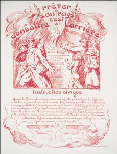 Prestar a tu país es luchar detrás - Educación Cívica. Cartel de guerra de Victor Emile Prouve