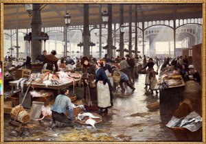 El mercado de pescado en el mercado central de Victor Gabriel Gilbert
