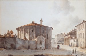 El Templo de Vesta y a la derecha el Templo de Portunus (dibujo) de Victor Jean Nicolle