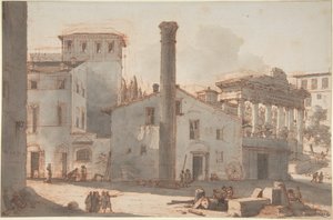 Vista del Foro Romano con la columna de Focas y el templo de Saturno de Victor Jean Nicolle