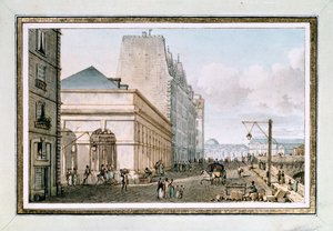Vista del nuevo Mercado de Aves, situado en el Quai des Augustins cerca del Pont-Neuf, París, c. 1810 de Victor Jean Nicolle