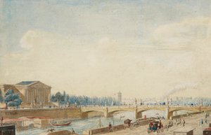 Vista del Puente de la Concordia y del Palacio Borbón en París de Victor Jean Nicolle